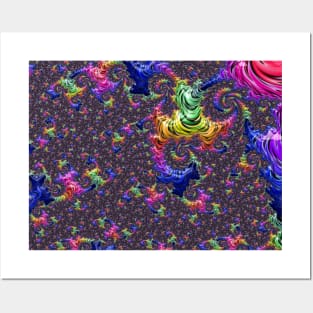 Funky Vivid Colorful Psychedelic Rainbow Fractal Posters and Art